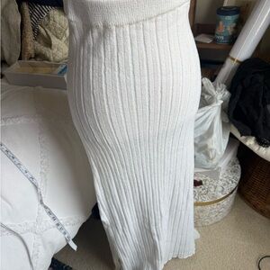 Princess Polly Ivory Ribbed Maxi Skirt